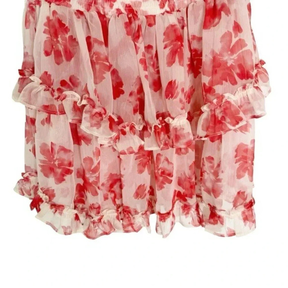 MISA LOS ANGELES Isella Floral Ruffle Georgette Mini Dress Pink White Size S NWT - Picture 13 of 16